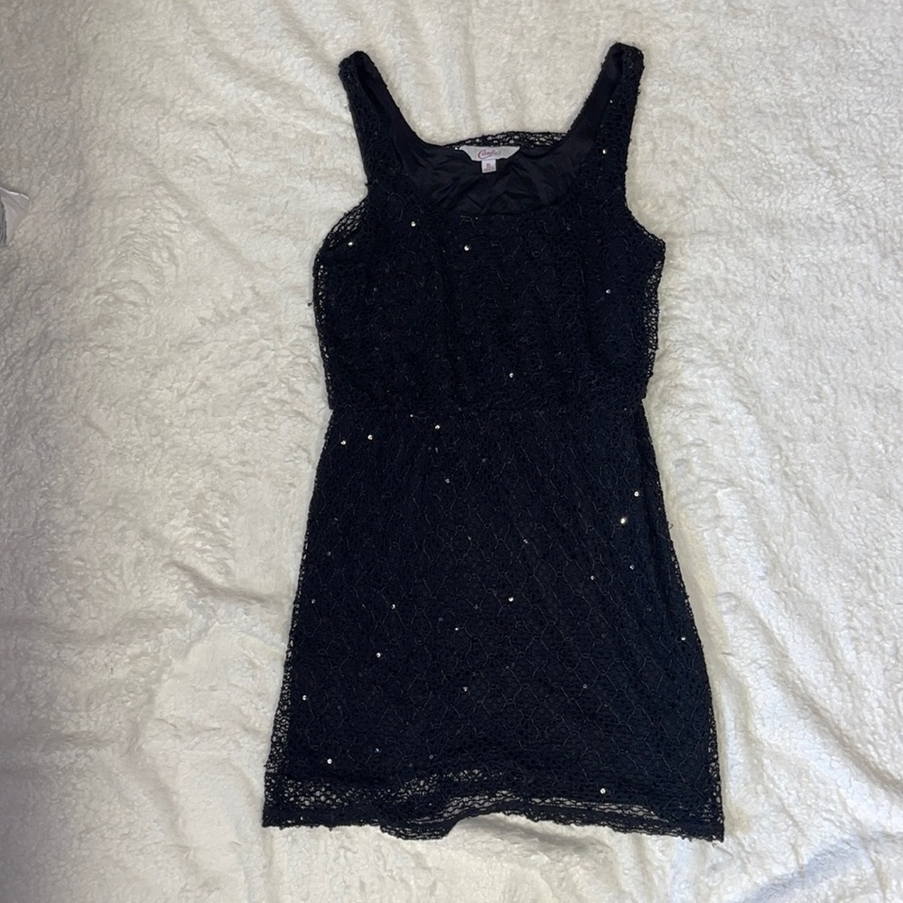 Sequin black dress.